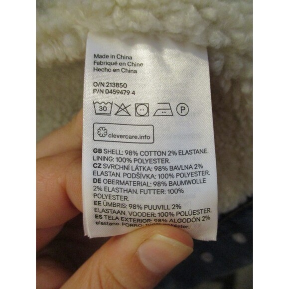 H&M Divided Womens Sz 8 Sherpa Lined Denim Jacket Blue Jean Coat Full Zip - Picture 8 of 9